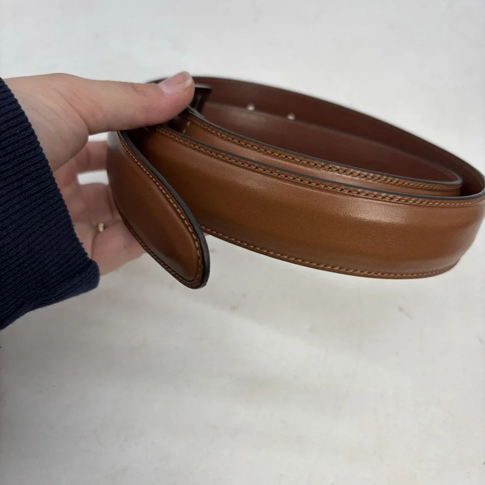 Perry Ellis Portfolio Timothy Leather Belt Mens Size 32 Brown Adjustable NWT New